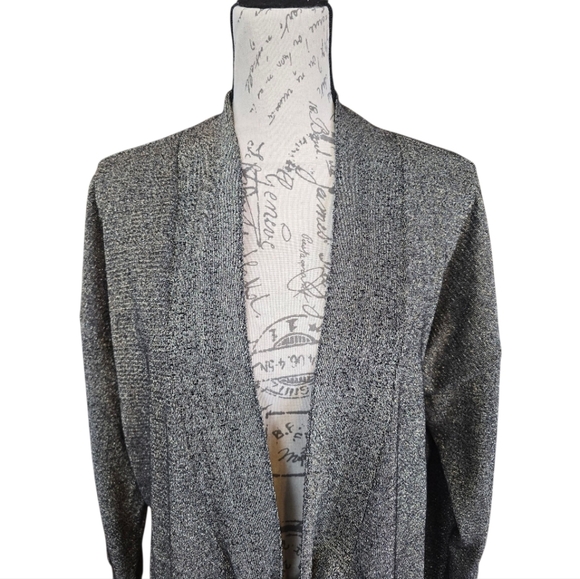 Lane Bryant Metallic Gold Black Tie Front Cardigan Sweater 14/16 - Picture 3 of 11